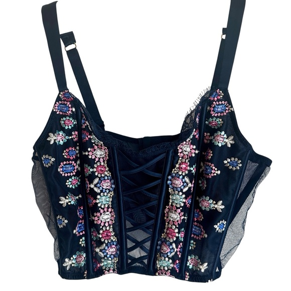 Victoria’s Secret Dream Angels Embroidered Black Bustier Corset Top Size Medium - Picture 8 of 8